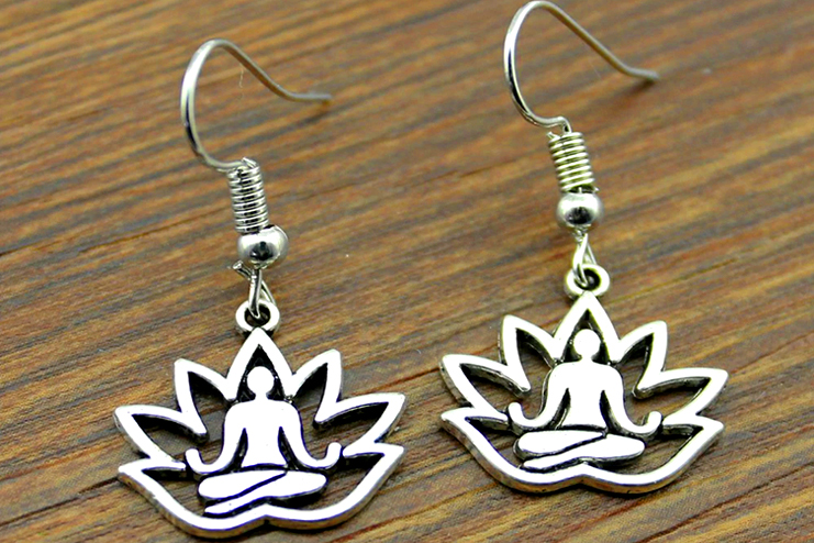 Lotus drop earrings