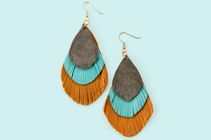 Multi colour leather earrings