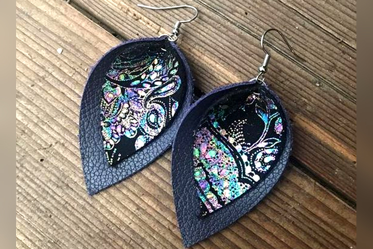 Painted leather earrings