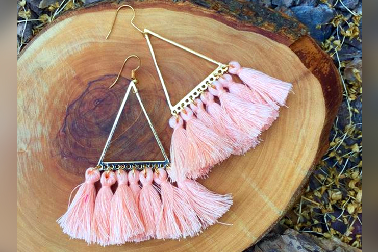 Triangle tassel earrings