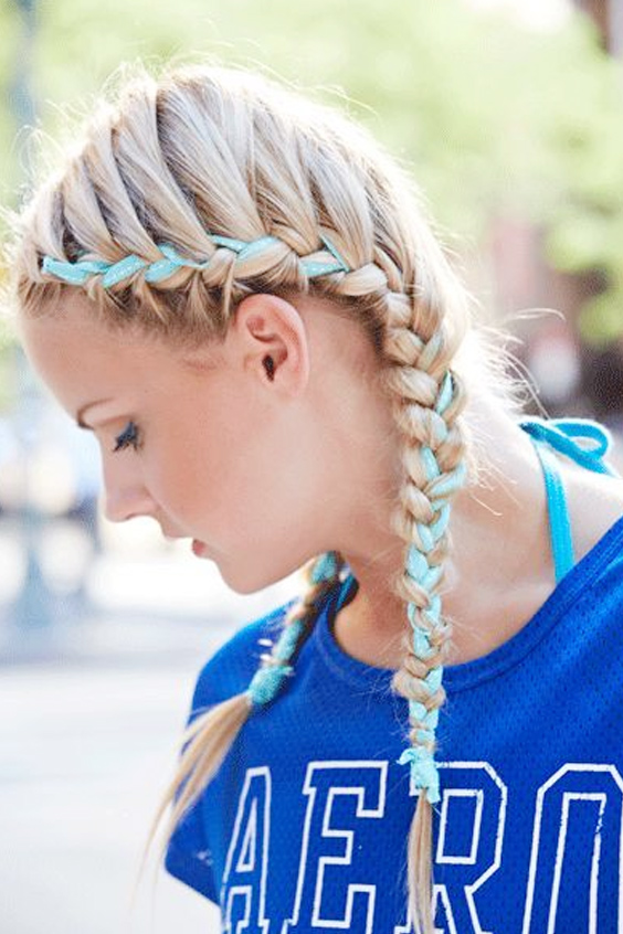 Two Braids Ribbon Hairstyle