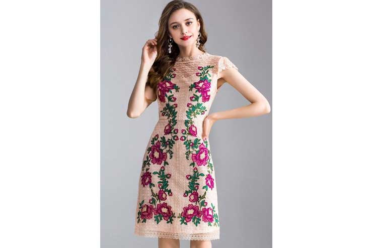 Embroidered Lace Dress for Honeymoon