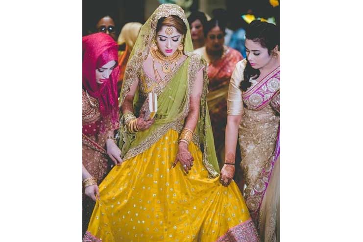 Gold jewelry and Yellow Lehenga: Jewelry for Lehanga 