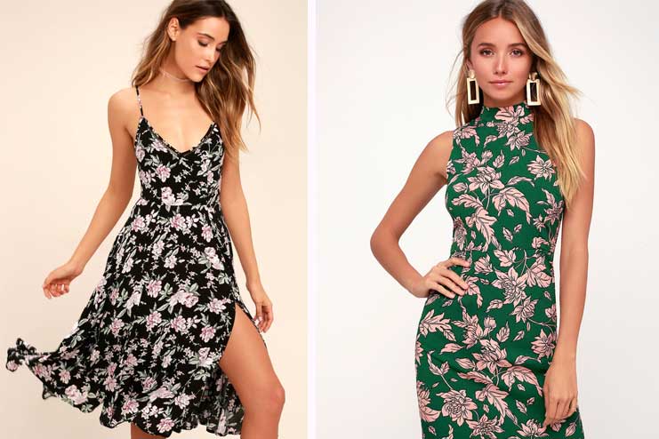 Sleeveless Floral One Piece Dress for Honeymoon