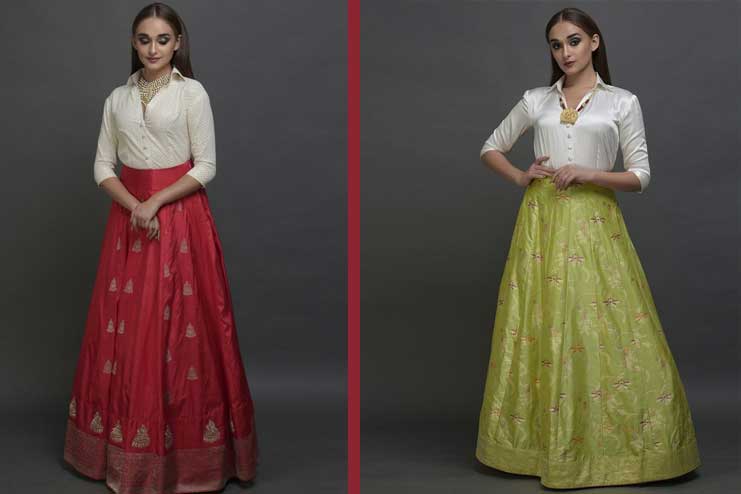 Ivory-top-with-bright-lehenga