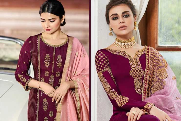 Maroon Outfit with Gold Zari Work for Diwali
