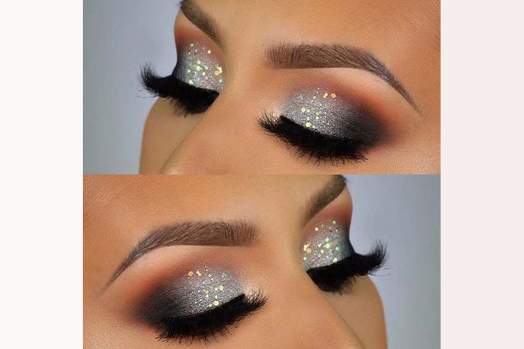 Golden flakes eye makeup