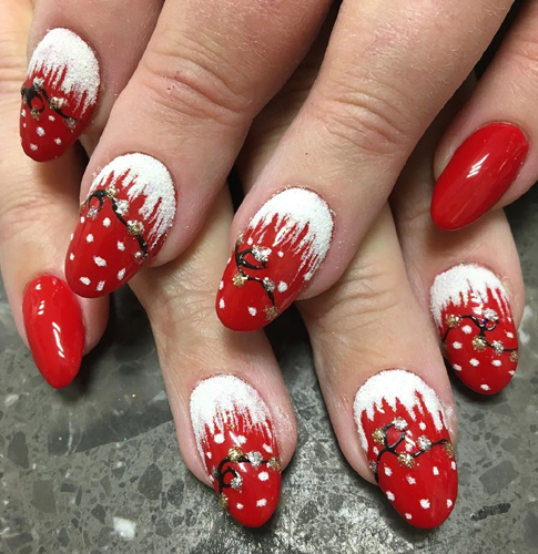 Christmas Red and White Nail Art