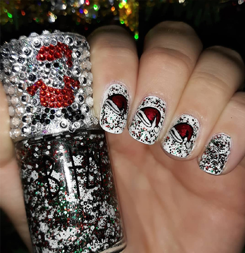 Santa cap nail art