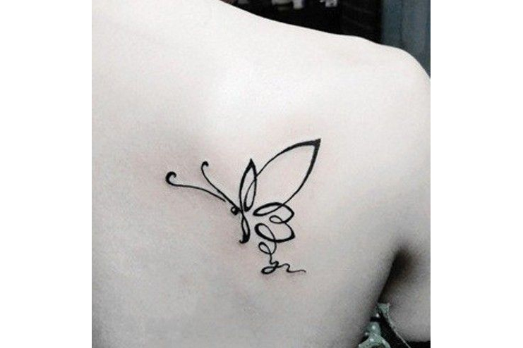 Butterfly-outline-tattoo-Back-neck