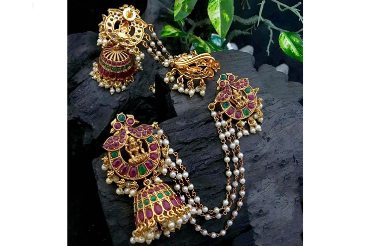 Lakshmi-earrings-with-kemp-stones