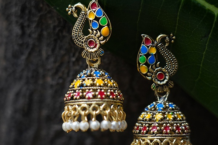 Multi-colour-peacock-earrings