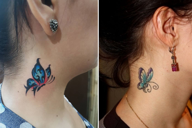 Side-butterfly-tattoo-Back-Neck