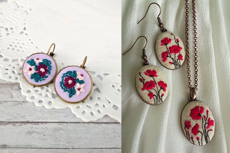 Embroidery earrings