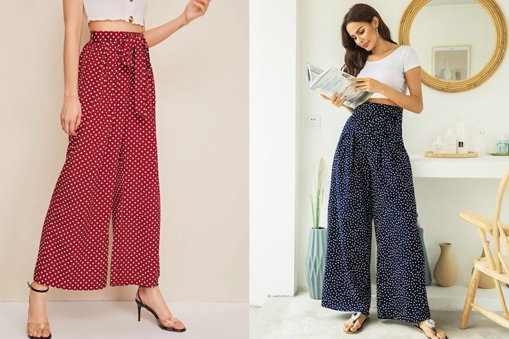 Flare-pants-with-polka-dots