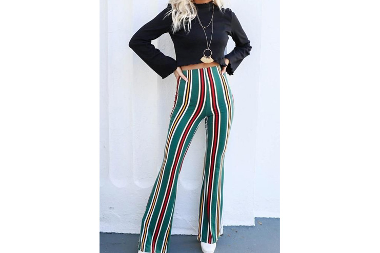 Striped-flare-pants