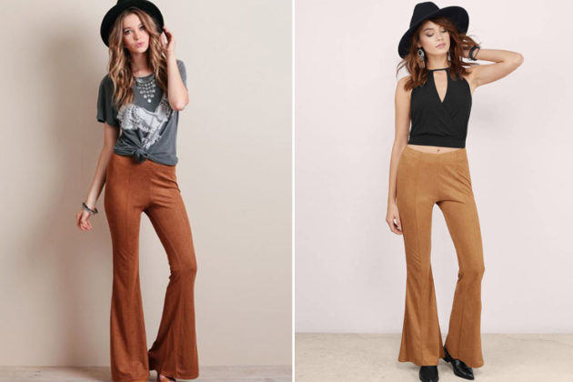red and white striped flare pants