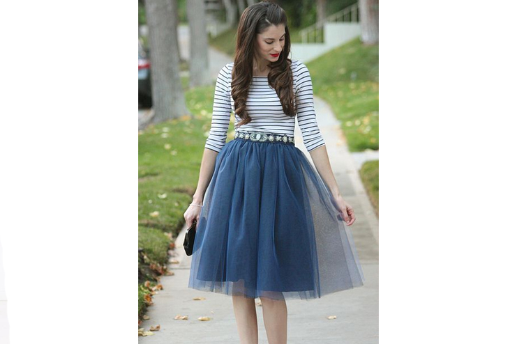 Striped-tee-with-tulle-skirt