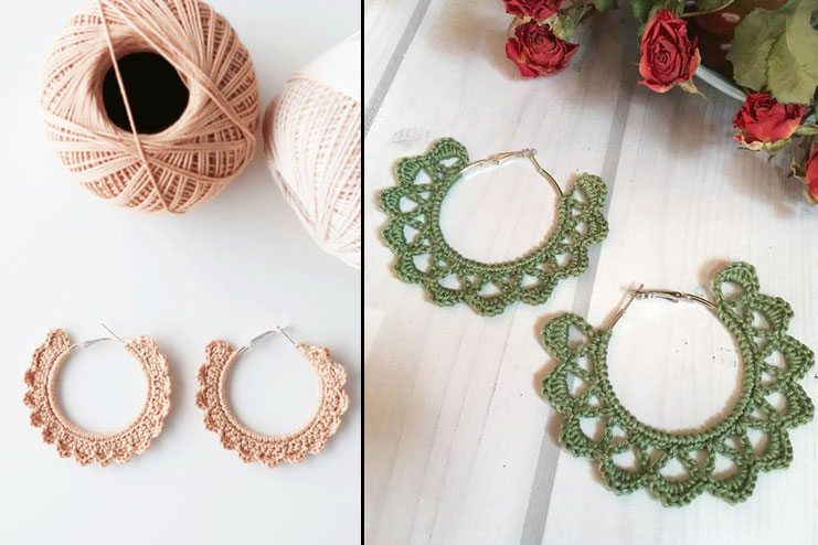 Crochet hoop earrings