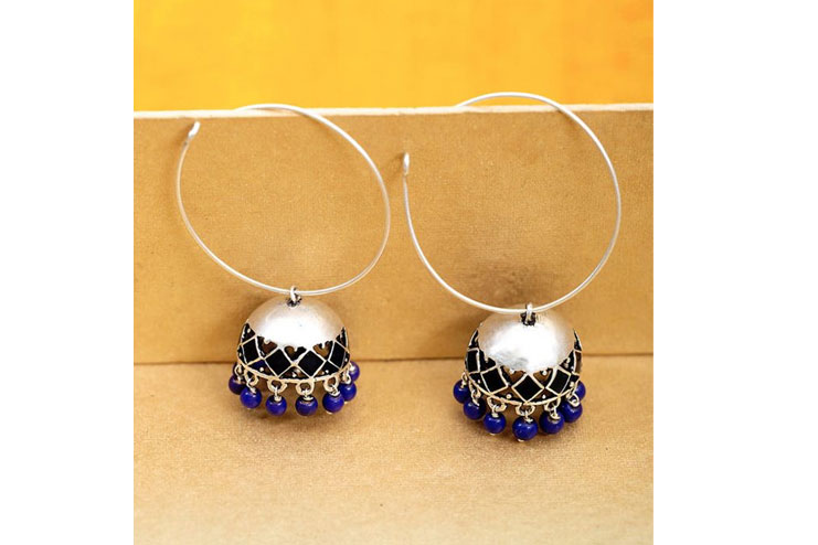 Hoop earrings with jhumka