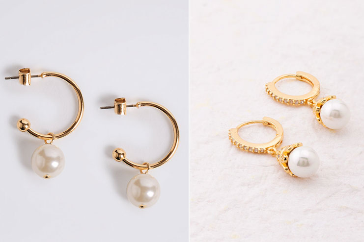 Hoop earrings with pearl drop