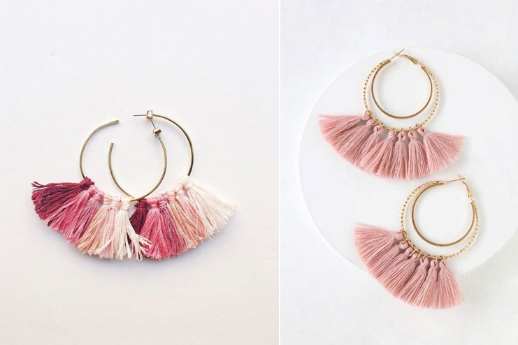 Hoop earrings with tassels