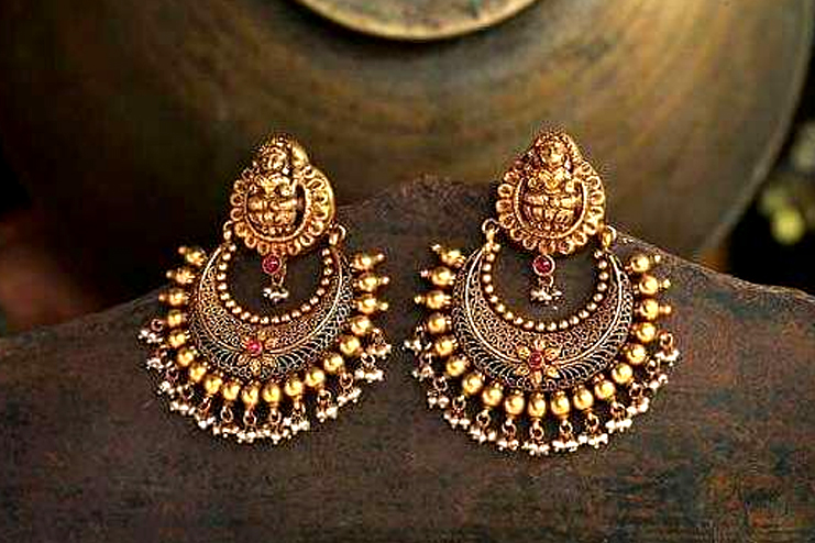 Goddess-Lakshmi-Gold-Stud-Earrings