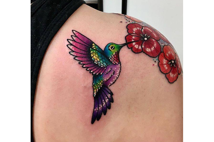 Hummingbird-with-floral-designs