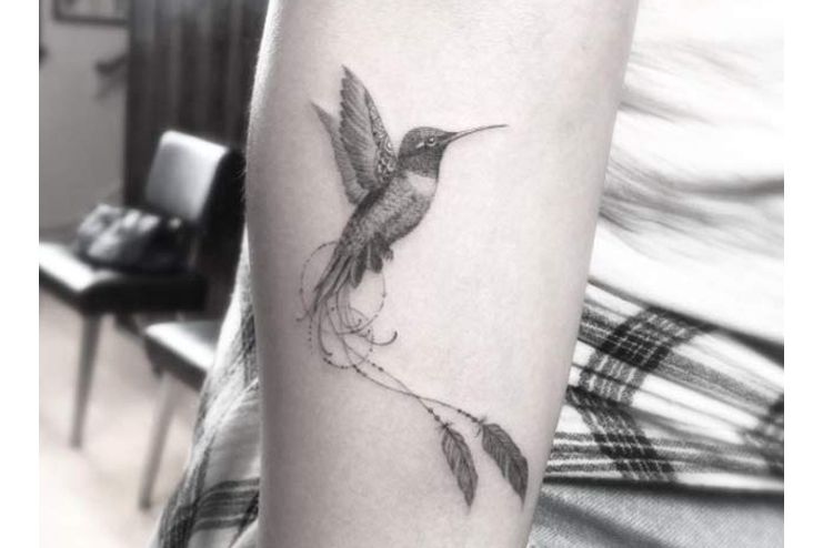 Hummingbird-with-long-tail-tattoo
