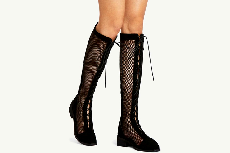 Netted-high-knee-boots