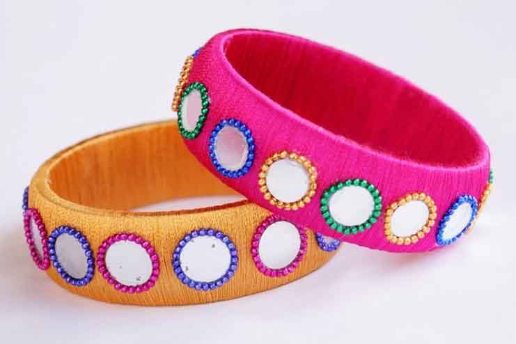 Thread bangles with mirrors