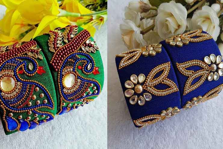 Thread bangles with peacock motif