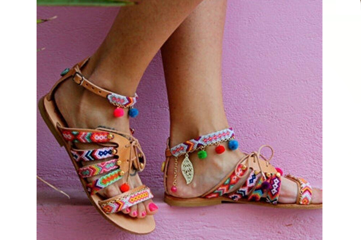 Ethnic-flats-with-tassels-and-pom-poms