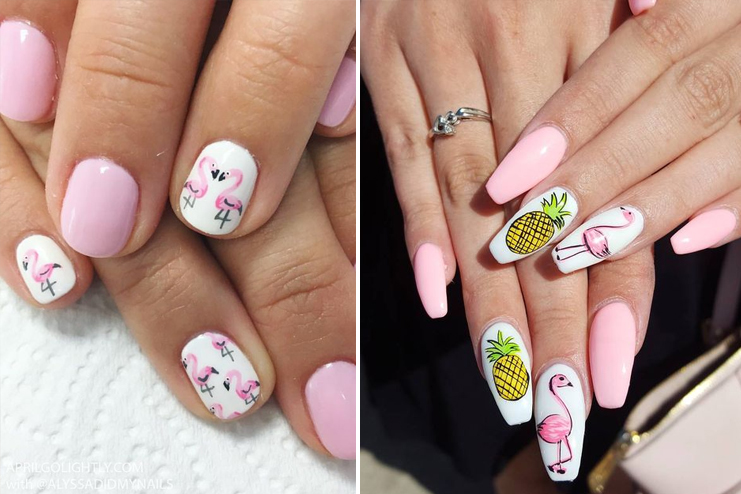 Flamingo-bridal-nail-art