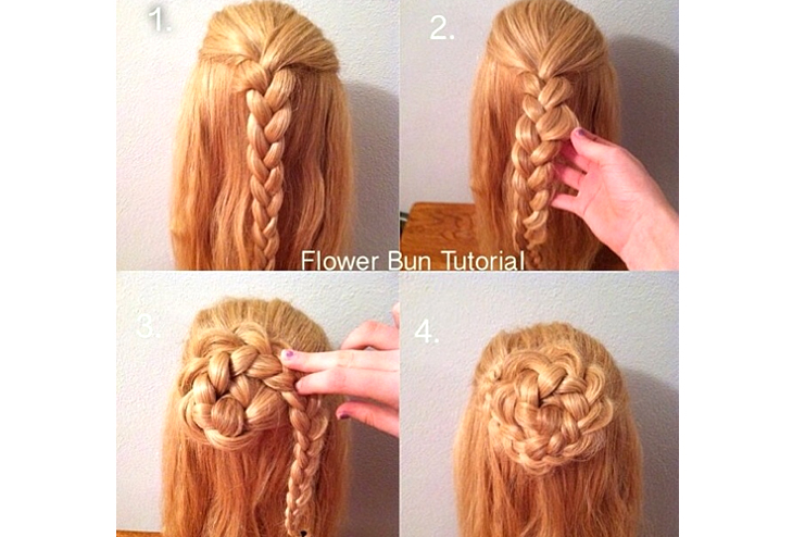 Flower bun with wavy curls