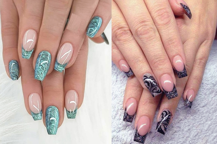 French-marble-nail-art