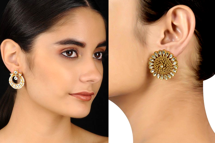 Kundan ear studs