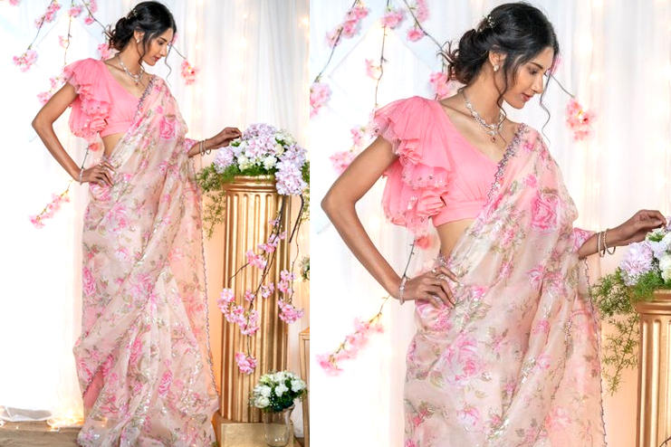 Organza printed saree