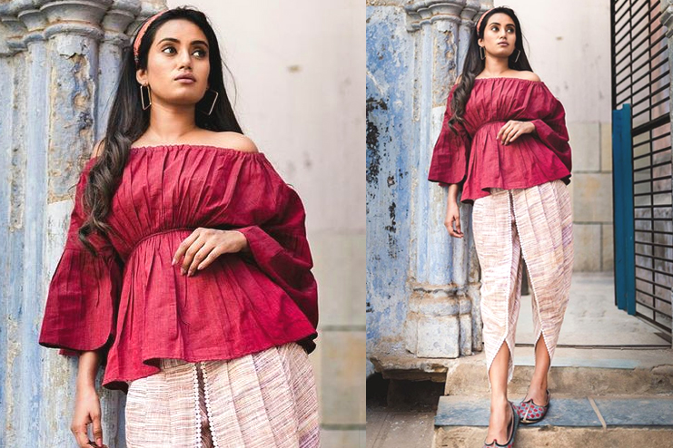 Peplum-khadi-tops-With-dhoti-pants