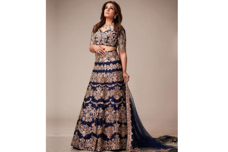 Royal blue bridal lehenga