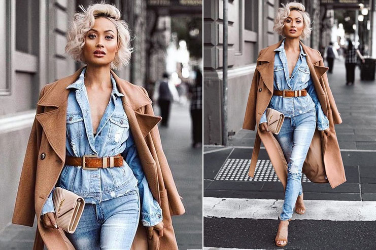 Wide belt and Denim Outfit